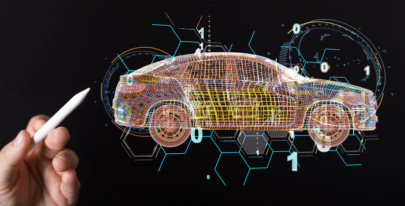  grafika ukazująca projekt nowego auta elektrycznego