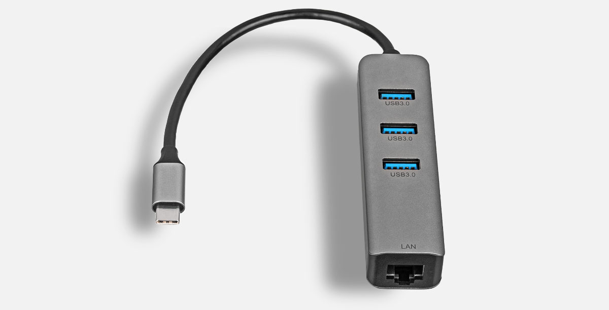 adapter z kartą sieciową z wtyczką USB typu C