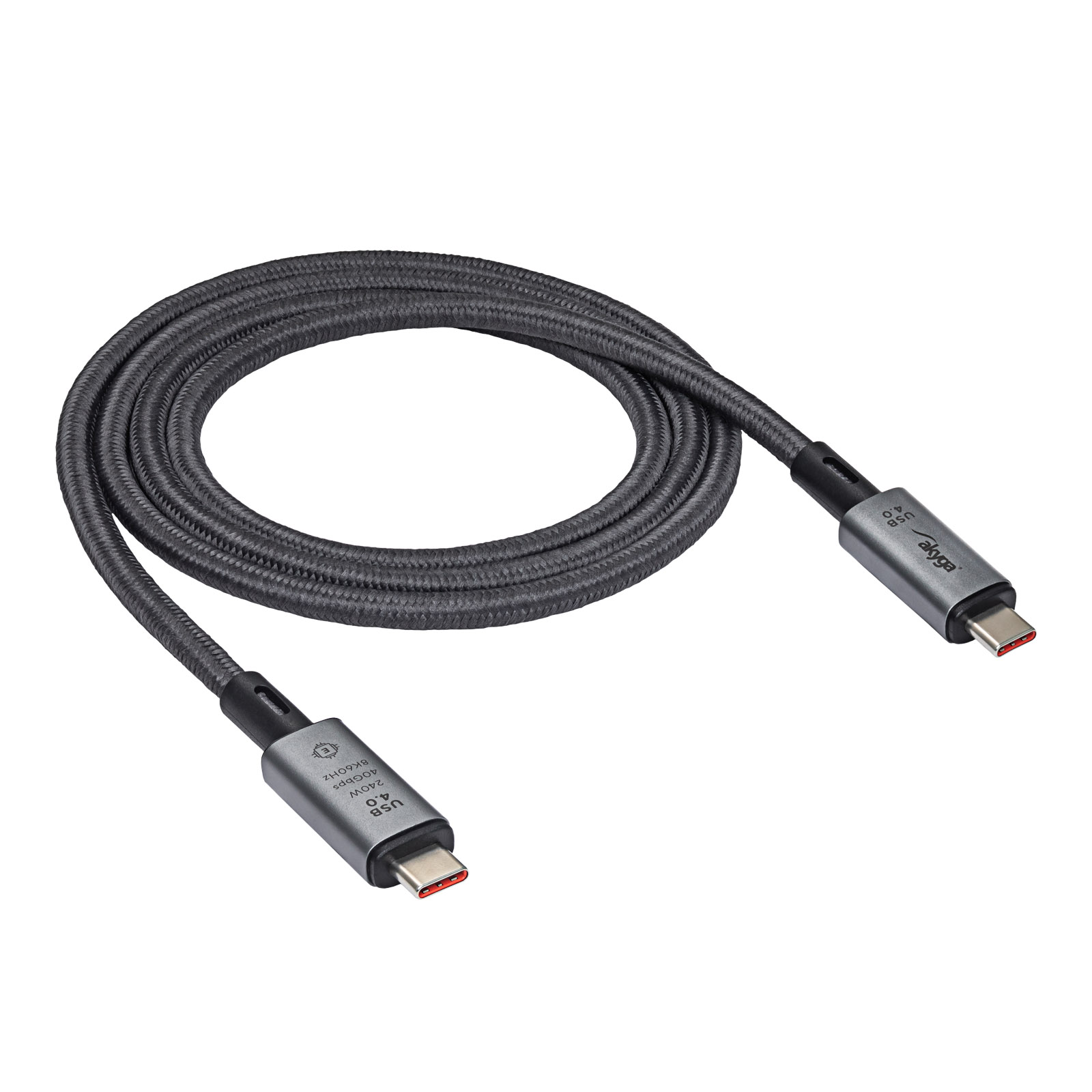Kabel USB4 type C 1m 40Gb/s 240W Akyga AK-USB-45 ze zwiniętym kablem