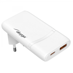 Ładowarka USB AK-CH-31 USB-A + USB-C PD 5-20V / max. 3.25A 65W Quick Charge 4+ GaN