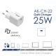 Zdjęcie dodatkowe Ładowarka USB AK-CH-22 USB-C PD 5-12V / max. 3A 25W Quick Charge 3.0 GaN