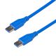 Wtyczki niebieskiego kabla USB 3.0 A na USB A Akyga AK-USB-14 przedłużacz męsko – męski USB