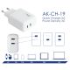 Zdjęcie dodatkowe Ładowarka USB AK-CH-19 2x USB-C PD 5-12V / max. 3A 40W Quick Charge 3.0