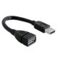 Czarny kabel przedłużacz USB A na USB A 15cm Akyga AK-USB-23