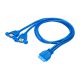 Niebieski Adapter USB 20-PIN do 2x USB 3.0 Akyga AK-CA-62