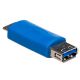 Niebieski Adapter Akyga AK-AD-25 USB-A 3.0 na micro USB-B 3.0 żeńsko – męski widok pod kątem